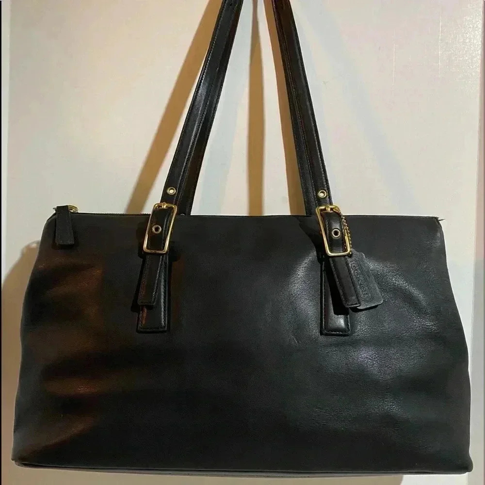 Coach vintage black leather satchel handbag